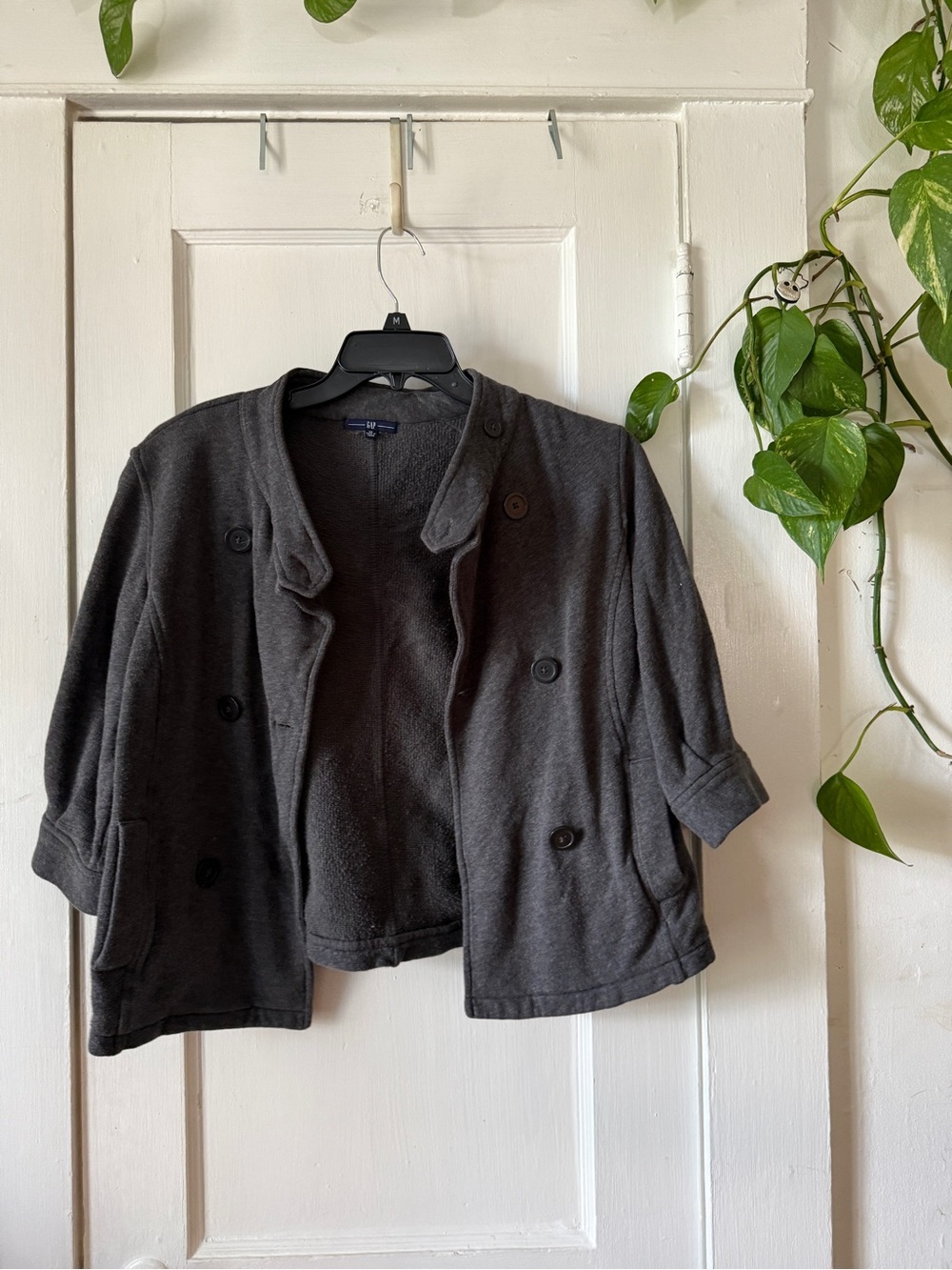 GAP Women's Dark Gray Short Double-Breasted Jacket